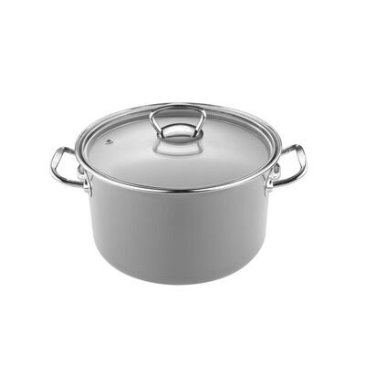 Garnek emaliowany prosty PRIMARIO szary pokrywka 18 cm 3 l