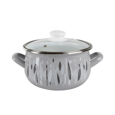 Garnek emaliowany pyza AUTUMN szary pokrywka 20 cm 4,2 l