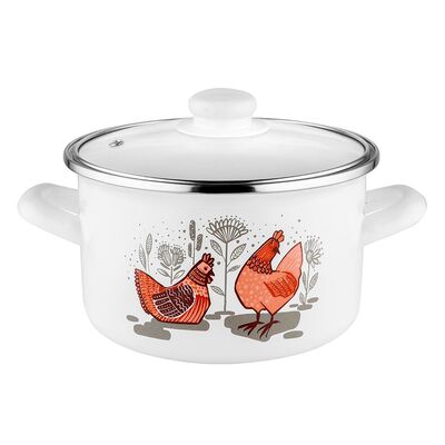 Garnek emaliowany prosty RUBINKA pokrywka 18 cm 2,6 l