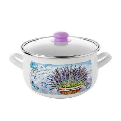 Garnek emaliowany pyza LAVANDA pokrywka 20 cm 4,2 l