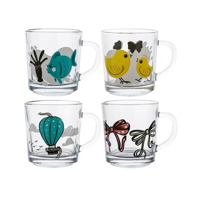 Kubek szklany dziecięcy 250 ml mix 4 wzory