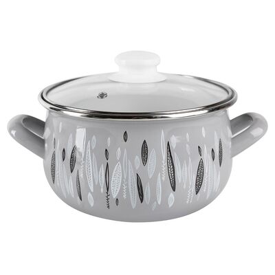 Garnek emaliowany pyza AUTUMN szary pokrywka 24 cm 5,6 l