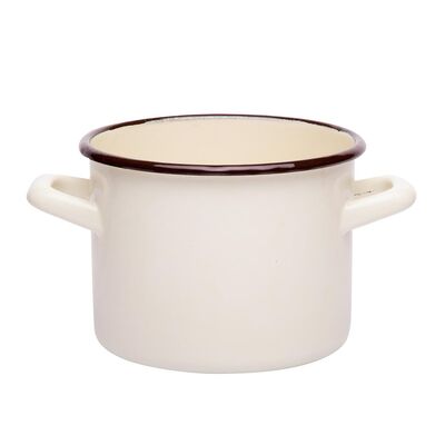 Garnek emaliowany prosty gładki kremowy 16 cm 2,5 l RO