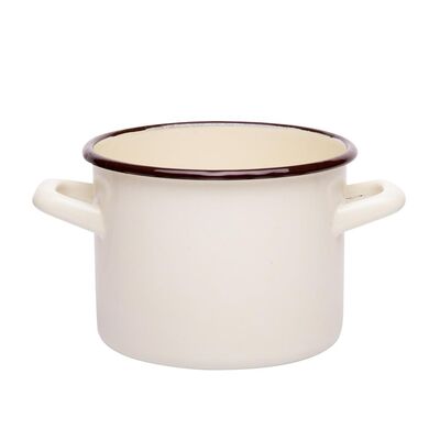 Garnek emaliowany prosty gładki kremowy 14 cm 1,75 l RO