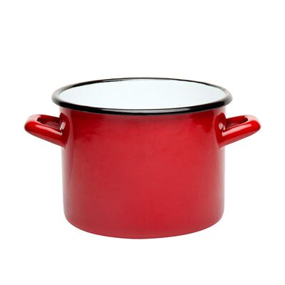 Garnek emaliowany prosty gładki czerwony 14 cm 1,75 l RO
