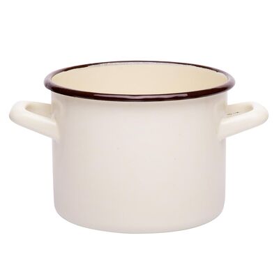 Garnek emaliowany prosty gładki kremowy 20 cm 4,7 l RO