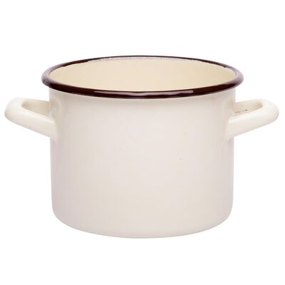 Garnek emaliowany prosty gładki kremowy 22 cm 6,25 l RO