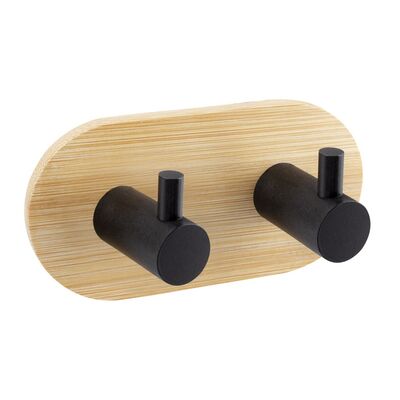 Wieszak ścienny podwójny czarny/drewno