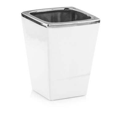 Osłonka ceramiczna camila biało-srebrna 18 cm