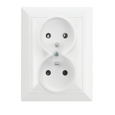Gniazdo wtyczkowe podwójne Perła p/t 2x2p PT-5PR biały kpl.