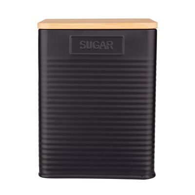Puszka kwadratowa z pokrywą bambusową 11 x 11 x 14 cm LOFT czarna SUGAR