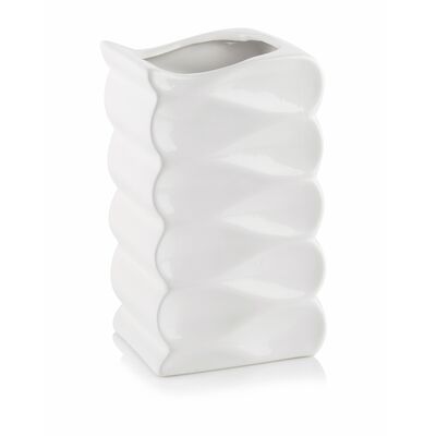 Osłonka ceramiczna wazon fala biały 26 cm
