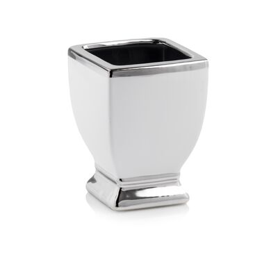 Osłonka ceramiczna pucharek biało-srebrny 15 cm