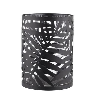 Świecznik metalowy z uchwytem liść palmy 11 x 11 x 15 cm czarny