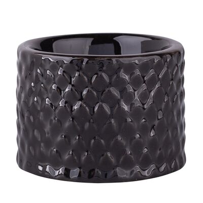 Świecznik porcelanowy relief czarny 6,5 x 6,5 x 4,5 cm