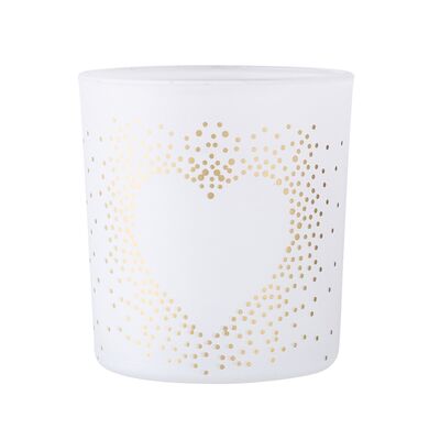 Świecznik szklany serce 7,5 x 8 cm matowy