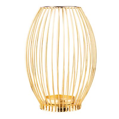 Świecznik metalowy szprosowy 16 x 16 x 22 cm złoty