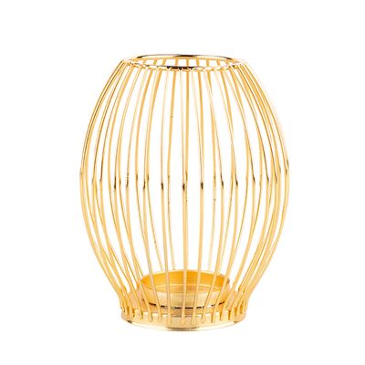 Świecznik metalowy szprosowy 8,5 x 8,5 x 15,5 cm złoty