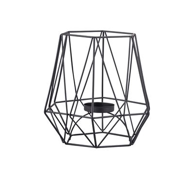 Świecznik metalowy geometryczny 13 x 13 x 15 cm czarny