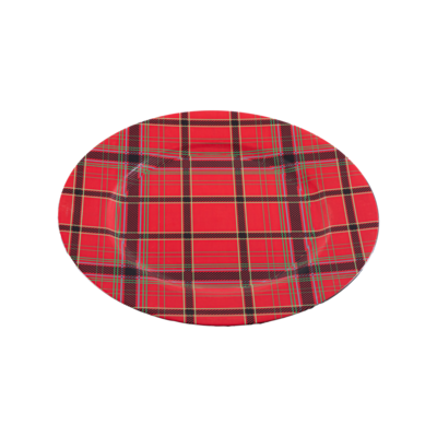 Taca dekoracyjna czerwona w kratkę 33 cm