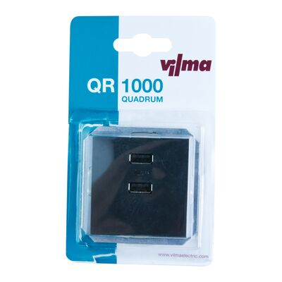 Gniazdo USB podwójne QUADRUM QR1028B 2,1 A czarne VILMA