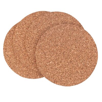 Komplet podkładek okrągłych śr. 20 cm korek naturalny 4 sztuki
