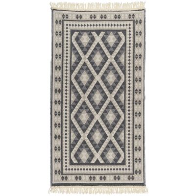 Dywan Kilim 70 x 140 cm ramka szary