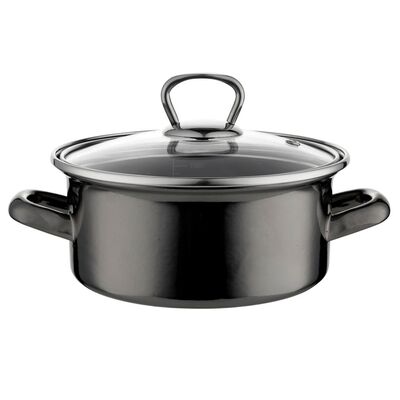 Garnek emaliowany prosty niski METALICO pokrywka 16 cm 1,4 l