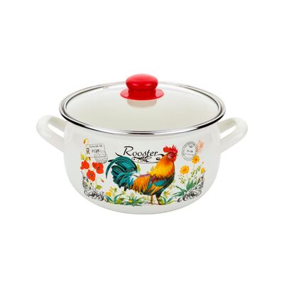 Garnek emaliowany pyza KOGUCIK pokrywka 18 cm 3 l