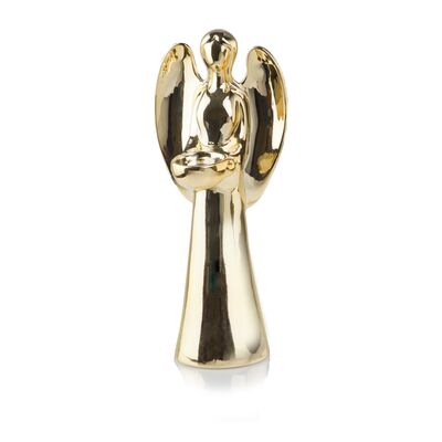 Figurka ceramiczna anioł 35 cm złota