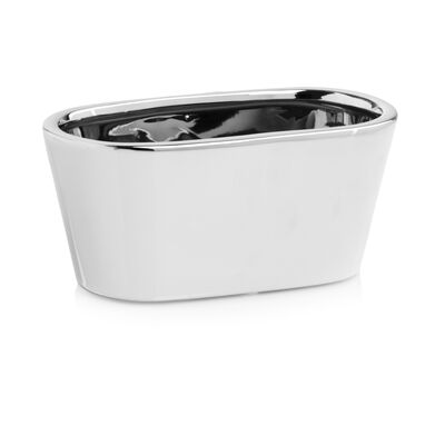 Osłonka ceramiczna rynna owal srebrna 21 cm