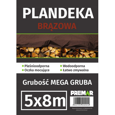 Plandeka 5 x 8 m brązowa