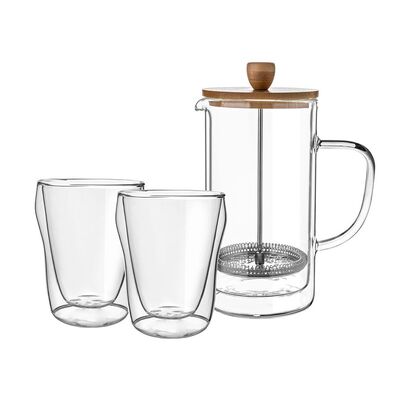 Zestaw zaparzacz + 2 szklanki Malachit 3-elementowy