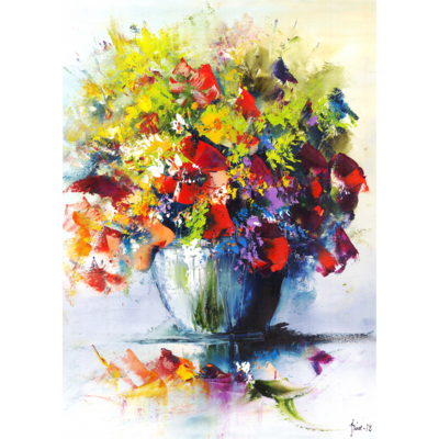 Obraz na płótnie 50 x 70 cm Kwiaty malowane