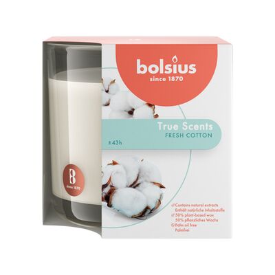 Świeca zapachowa w szkle 9,9 x 9,9 cm świeża bawełna Bolsius