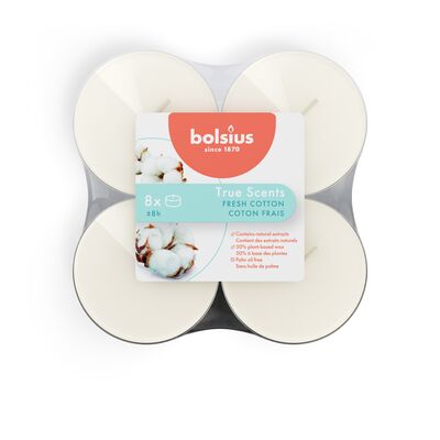 Świeca zapachowa Maxi Light 8 szt. świeża bawełna Bolsius