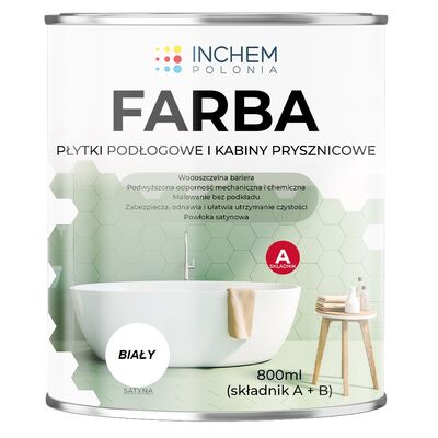 Farba płytki podłogowe i kabiny prysznicowe zestaw 800 ml Biały