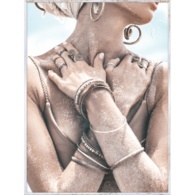 Obraz w drewnianej ramie 30 x 40 cm Kobieta plaża