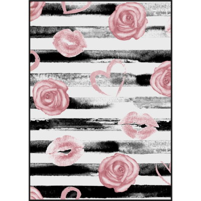 Obraz w czarnej ramie 50 x 70 cm Róż pasy