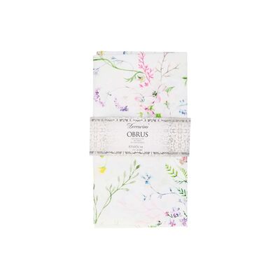 Obrus biały z motywem kwiatowym 85 x 85 cm Deccorino