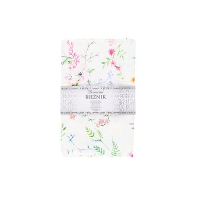 Bieżnik z motywem kwiatowym biały 40 x 180 cm Deccorino