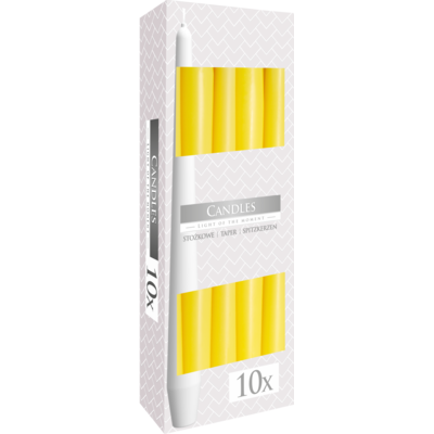 Świeca stożek 24,5 cm żółty 10 szt. Bispol