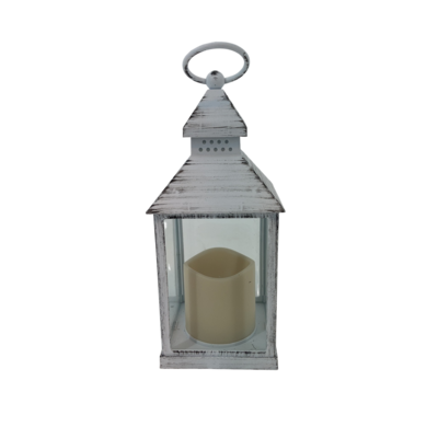 Lampion LED 10 x 28 cm biały