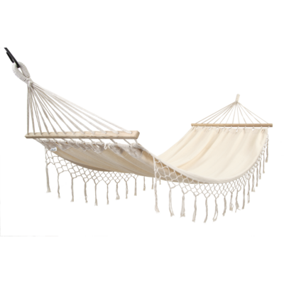 Hamak dwuosobowy Miami z frędzlami 200 x 150 cm szary/kremowy