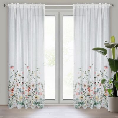 Zasłona gotowa z taśmą marszczącą DOLLY 140 x 270 cm biało-zielony