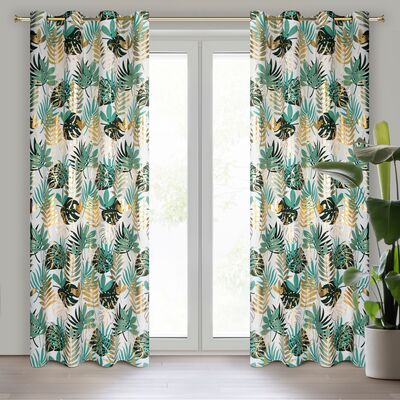 Zasłona na przelotkach Malta 140 x 250 cm zielono-złoty