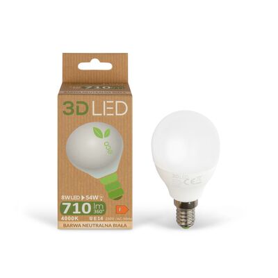 Żarówka LED kulka E14 8 W barwa neutralna 3D LED