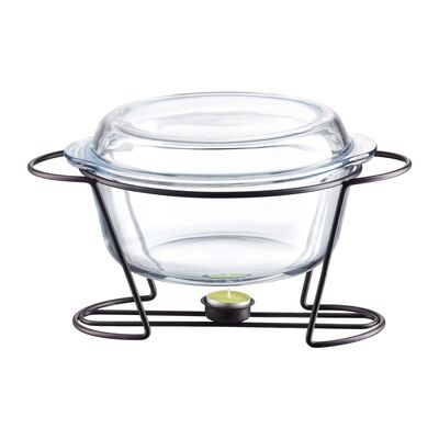 Naczynie żaroodporne SAULE z podgrzewaczem 4 l okrągłe czarne