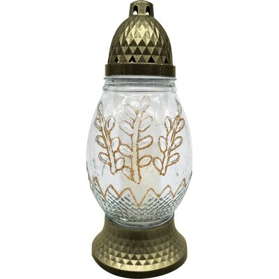 Znicz szklany pisanka LA1030 27,5 cm złoty