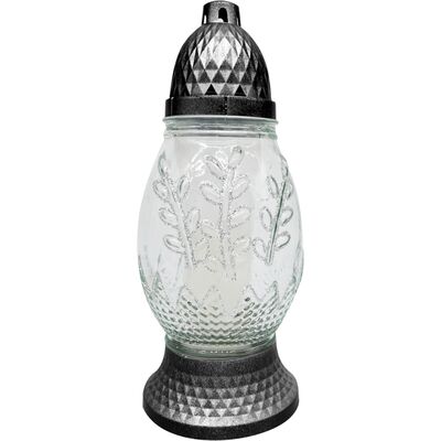 Znicz szklany pisanka LA1030 27,5 cm srebrny